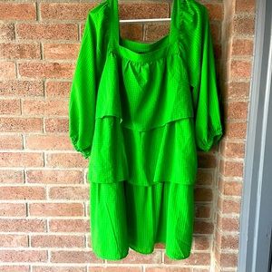 Square neck ruffle dress